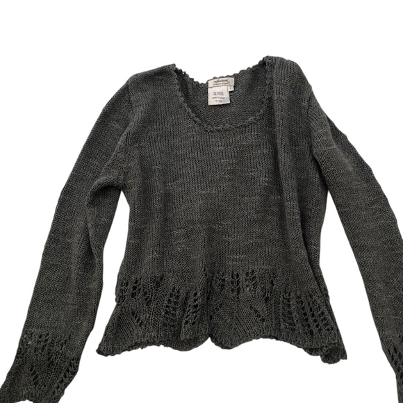 reflections Sweaters - WOMEN Scoop Neck Lace-Trim Knit Sweater - Charcoal